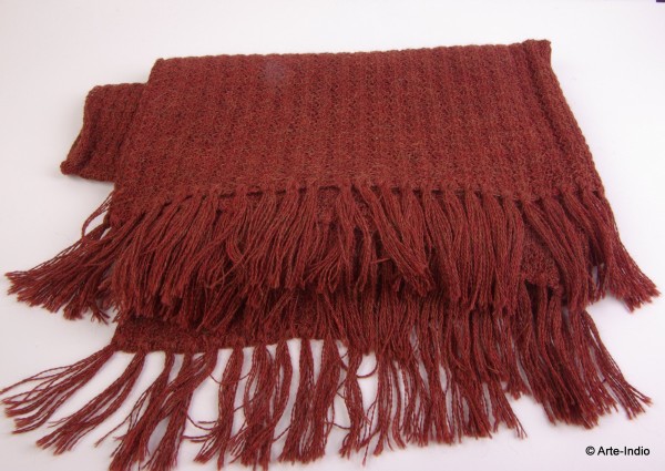Scarf / poncho 100% baby alpaca wool. 80 cm x 100 cm (x2) red melange