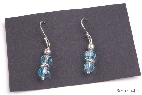 Earring. Silver with glass