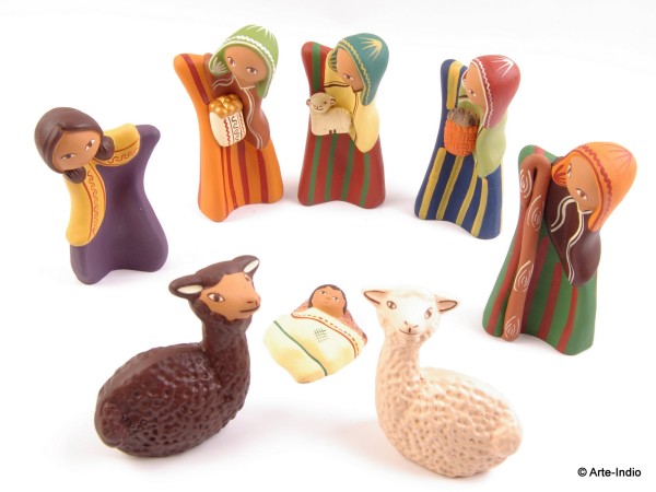 Nativity Scene. Ceramic Pucusana 8 parts