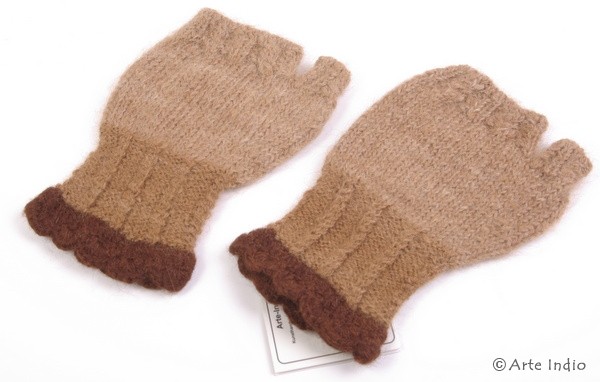 Fingerlose Handschuhe. 100 % Alpaka Größe XS-S. beige