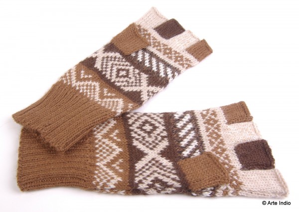 Fingerlose Handschuhe "medio dedo" 100 % Alpakawolle